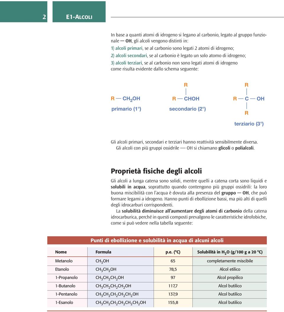 ) secondario (2 ) C terziario (3 ) Gli alcoli primari, secondari e terziari hanno reattività sensibilmente diversa. Gli alcoli con più gruppi ossidrile si chiamano glicoli o polialcoli.