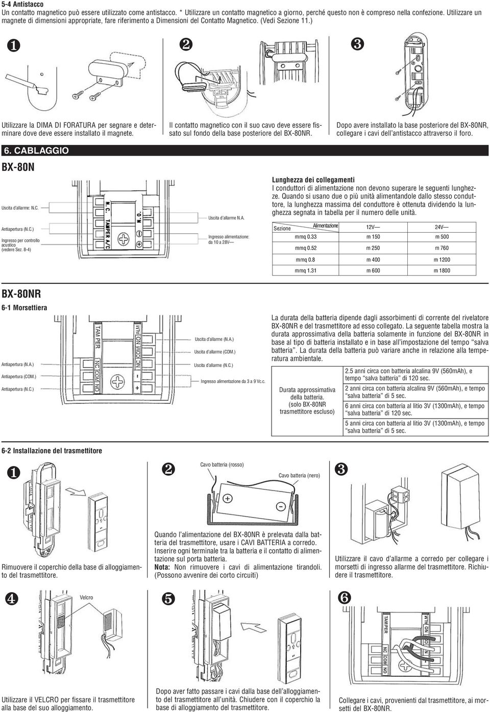 ) Utilizzare la DIMA DI FORATURA per segnare e determinare dove deve essere installato il magnete. Il contatto magnetico con il suo cavo deve essere fissato sul fondo della base posteriore del R.