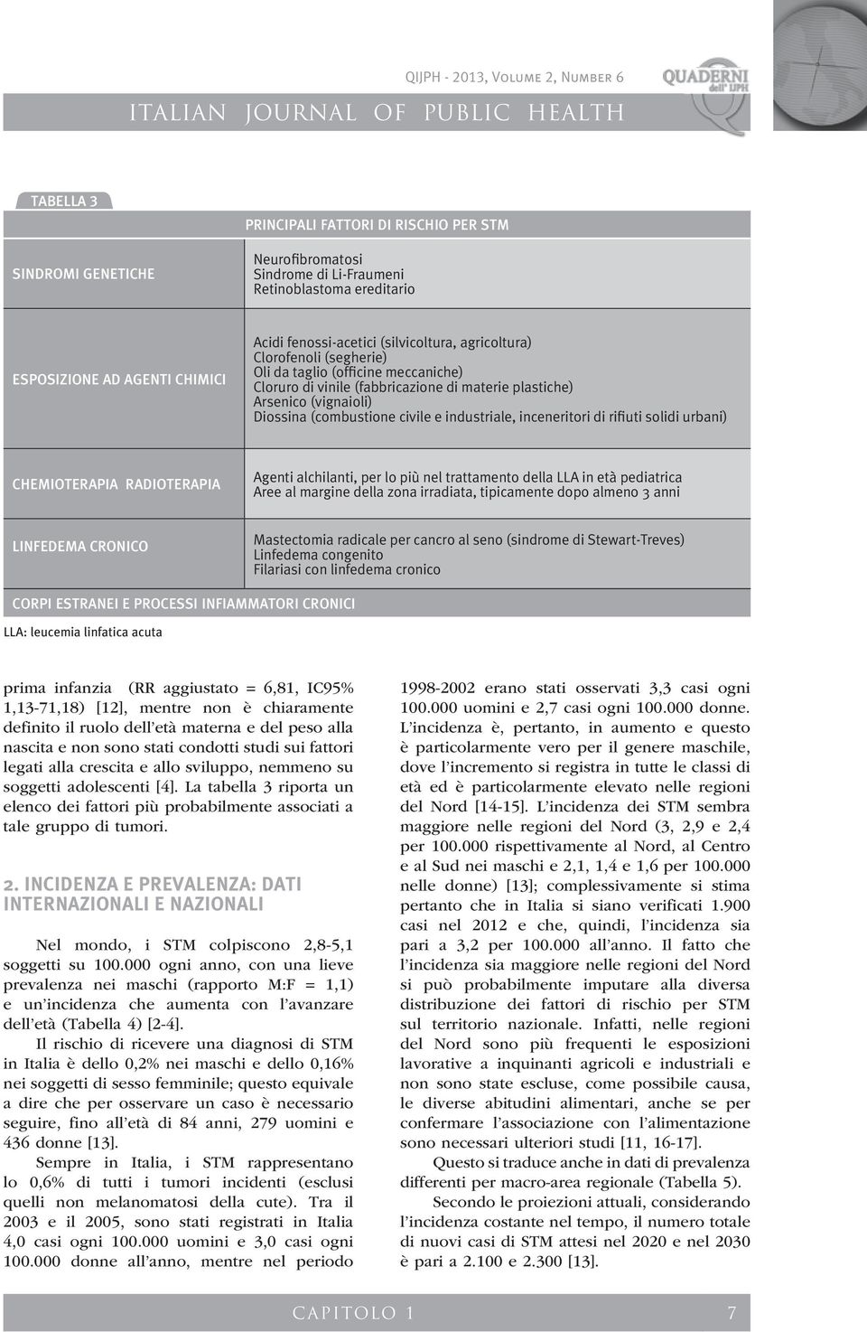 industriale, inceneritori di rifiuti solidi urbani) Chemioterapia Radioterapia Agenti alchilanti, per lo più nel trattamento della LLA in età pediatrica Aree al margine della zona irradiata,