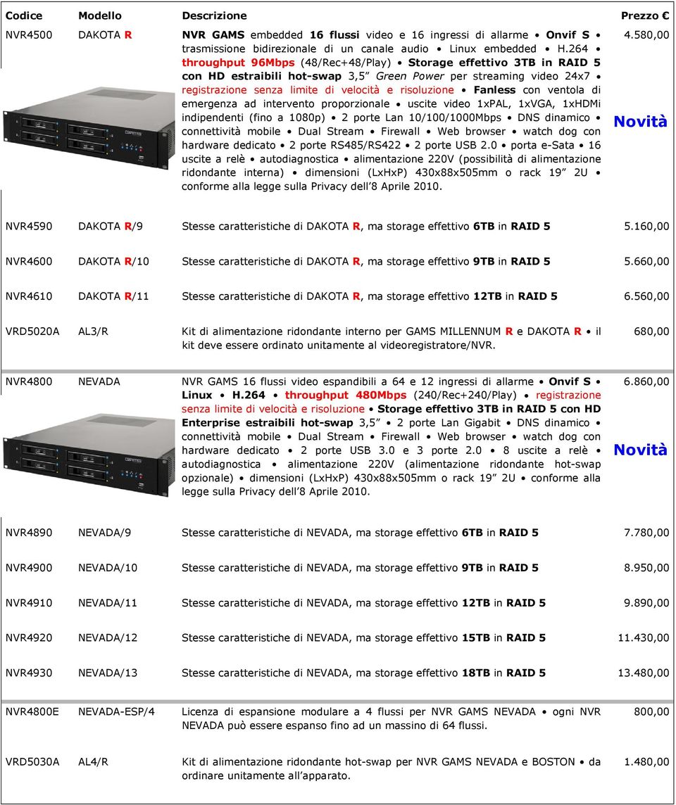 con ventola di emergenza ad intervento proporzionale uscite video 1xPAL, 1xVGA, 1xHDMi indipendenti (fino a 1080p) 2 porte Lan 10/100/1000Mbps DNS dinamico connettività mobile Dual Stream Firewall