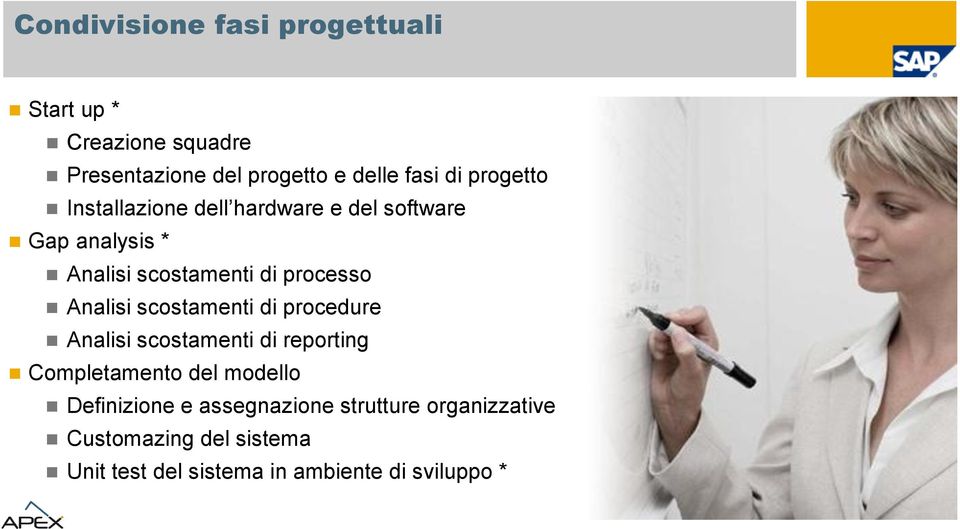 Analisi scostamenti di procedure Analisi scostamenti di reporting Completamento del modello Definizione