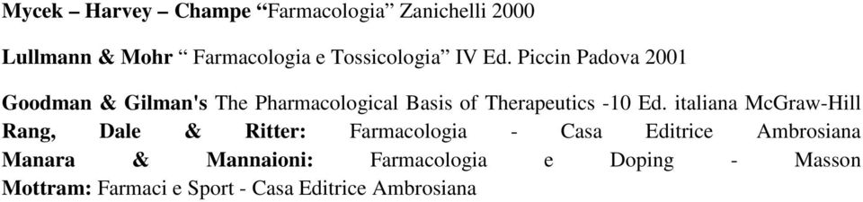 Piccin Padova 2001 Goodman & Gilman's The Pharmacological Basis of Therapeutics -10 Ed.