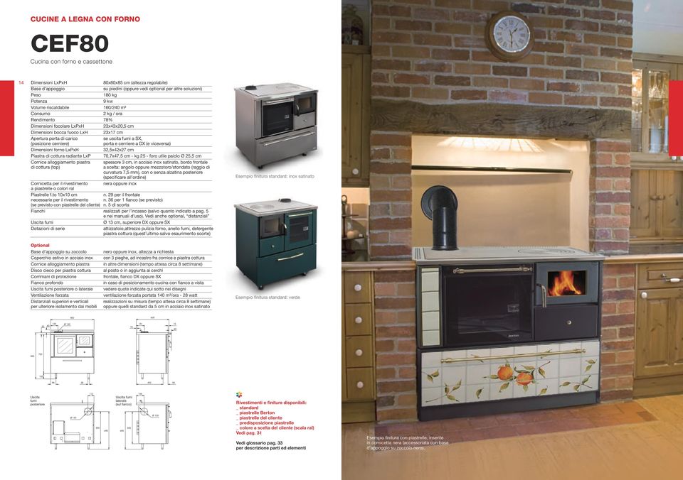 e cerniere a DX (e viceversa) Dimensioni forno LxPxH 32,5x42x27 cm Piastra di cottura radiante LxP 70,7x47,5 cm - kg 25 - foro utile paiolo Ø 25,5 cm a scelta: angolo oppure mezzotoro/stondato