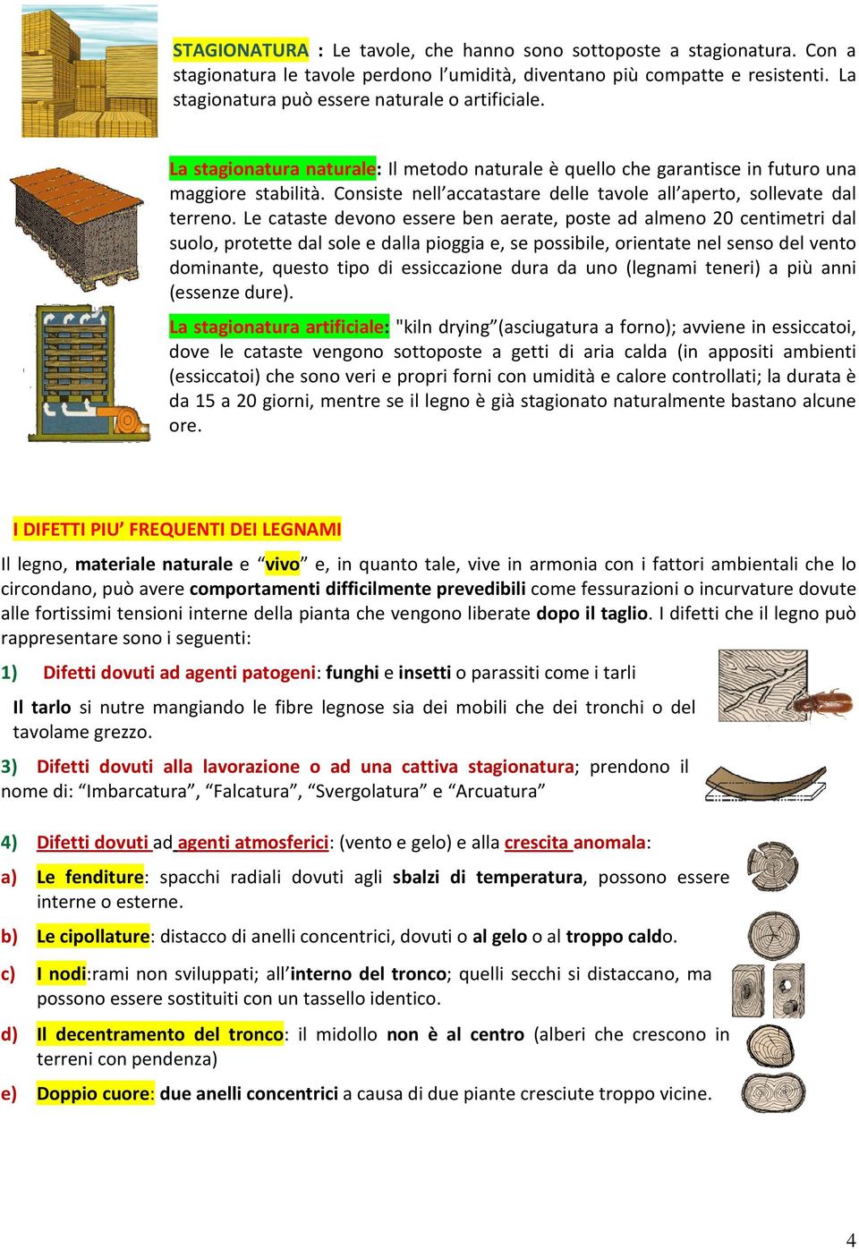 Consiste nell accatastare delle tavole all aperto, sollevate dal terreno.