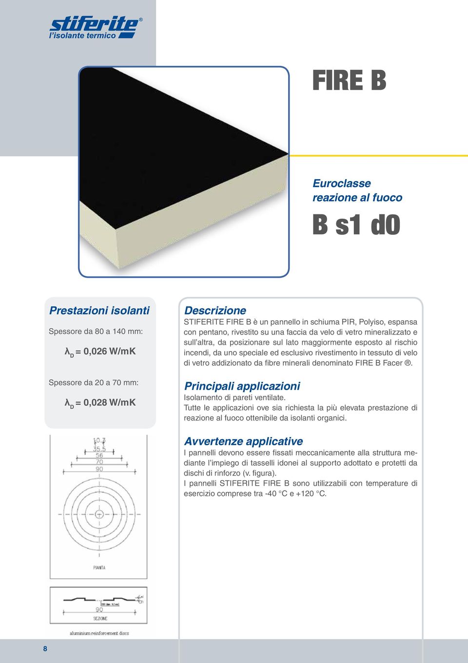 rivestimento in tessuto di velo di vetro addizionato da fibre minerali denominato FIRE B Facer. Principali applicazioni Isolamento di pareti ventilate.