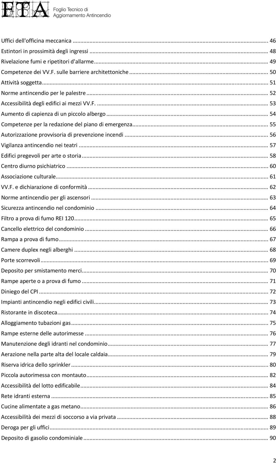 .. 54 Competenze per la redazione del piano di emergenza... 55 Autorizzazione provvisoria di prevenzione incendi... 56 Vigilanza antincendio nei teatri... 57 Edifici pregevoli per arte o storia.