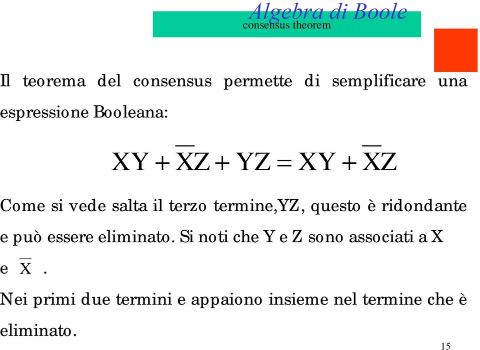 terzo termine,yz, questo è ridondante e può essere eliminato.