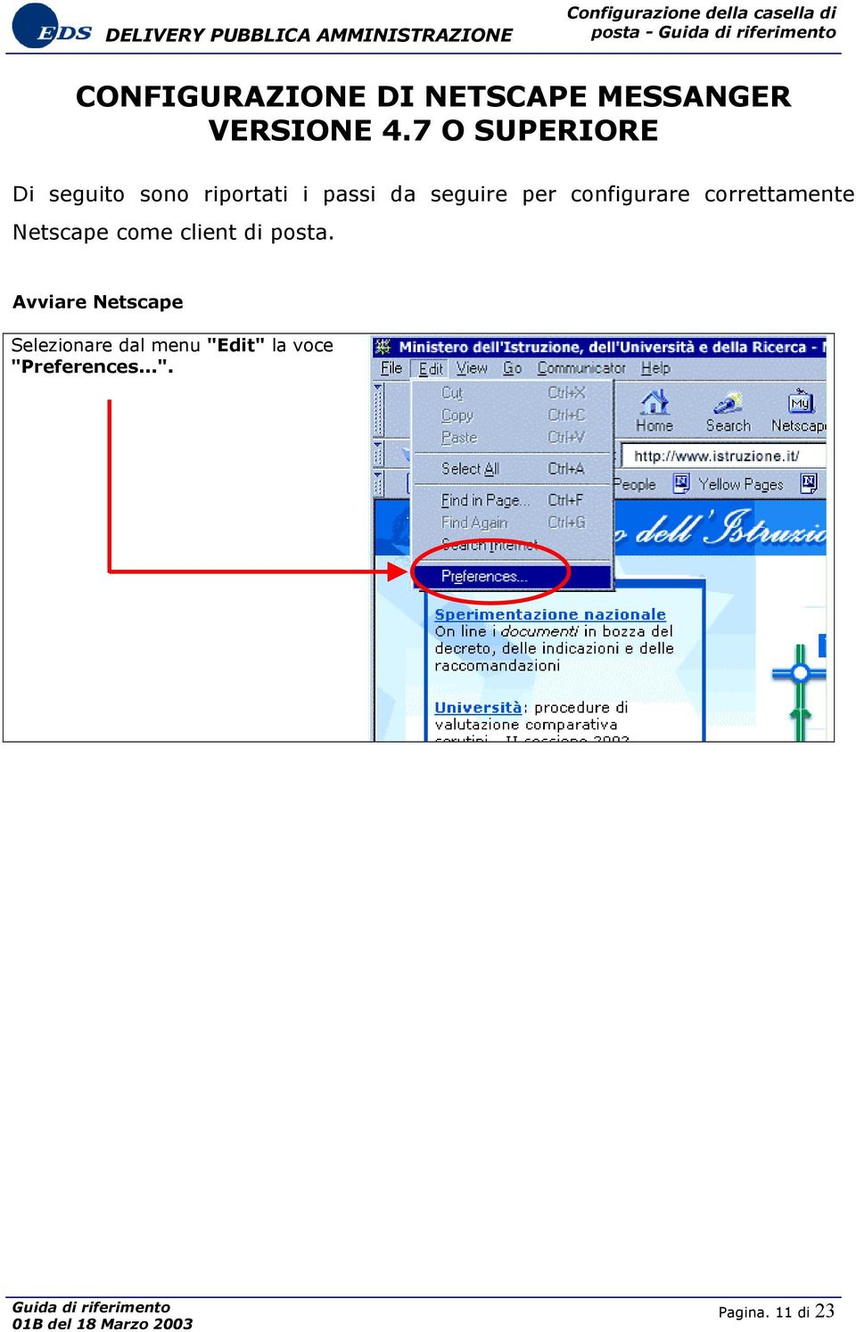 configurare correttamente Netscape come client di posta.