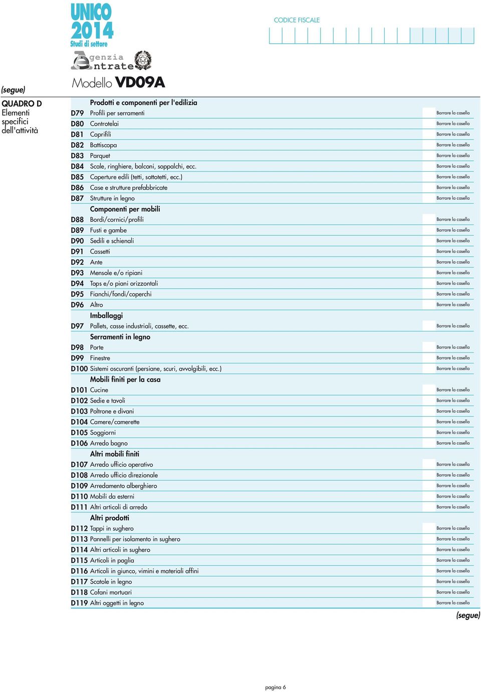 ) D86 Case e strutture prefabbricate D87 Strutture in legno Componenti per mobili D88 Bordi/cornici/profili D89 Fusti e gambe D90 Sedili e schienali D9 Cassetti D9 Ante D93 Mensole e/o ripiani D94