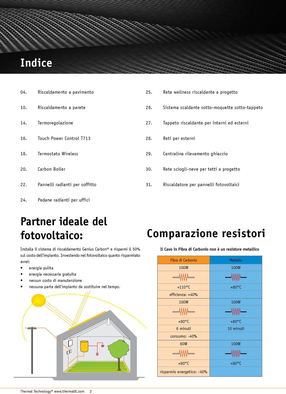 Rete sciogli-neve per tetti a progetto 22. Pannelli radianti per soffitto 31. Riscaldatore per pannelli fotovoltaici 24.