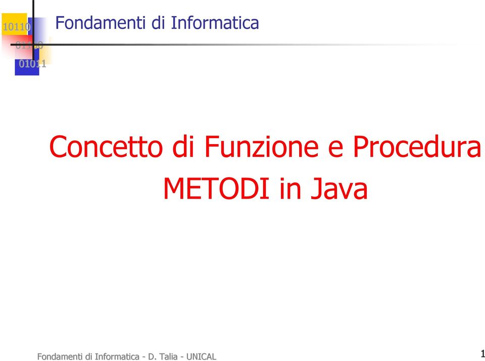 Procedura METODI in Java  - D.