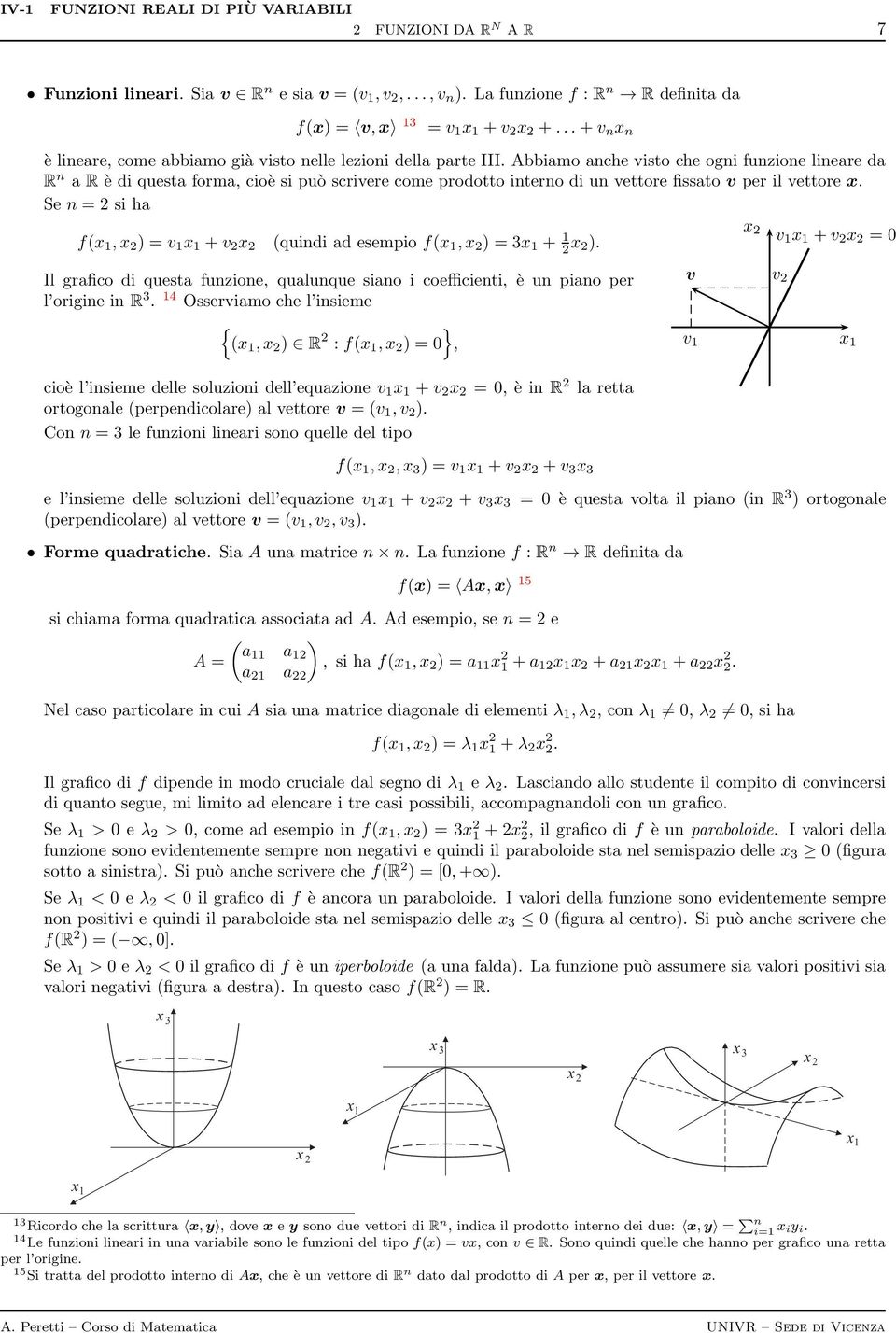 Abbiamo anche visto che ogni funzione lineare da R n a R è di questa forma, cioè si può scrivere come prodotto interno di un vettore fissato v per il vettore.