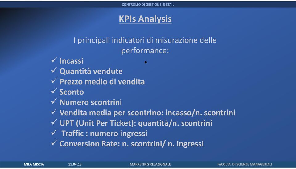 Vendita media per scontrino: incasso/n.