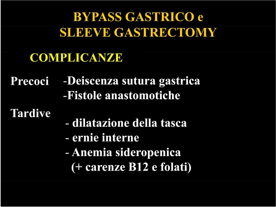 anastomotiche Tardive - dilatazione della tasca -