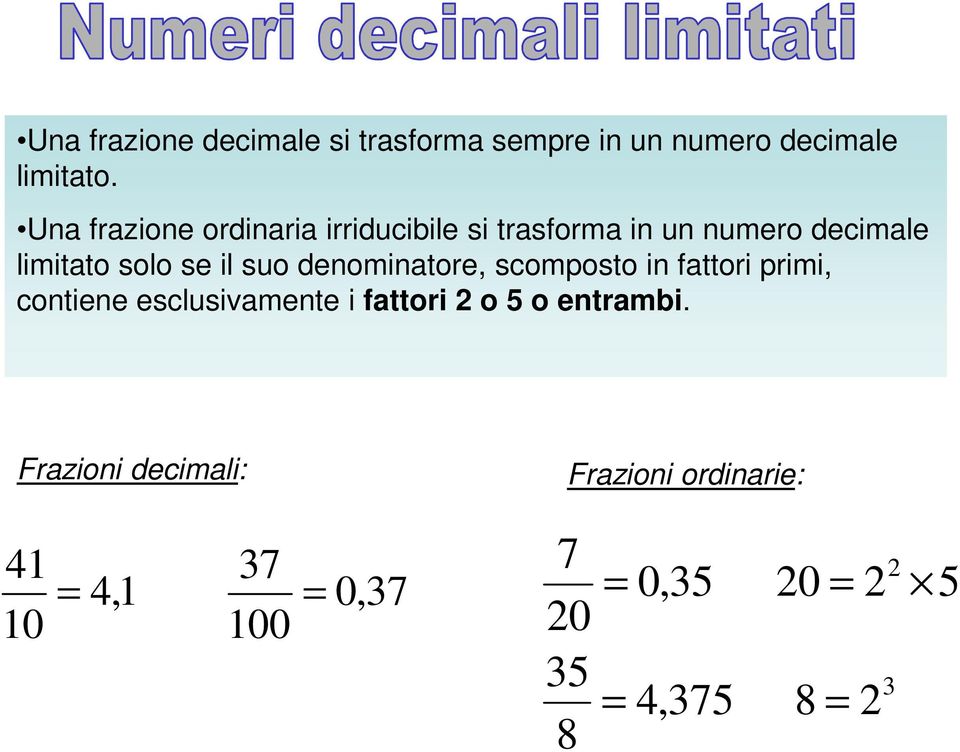 il suo denominatore, scomposto in fattori primi, contiene esclusivamente i fattori 2 o