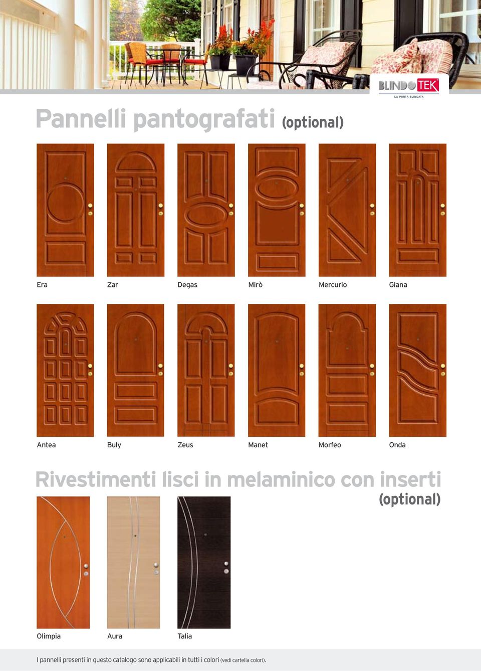 melaminico con inserti (optional) Olimpia Aura Talia I pannelli presenti