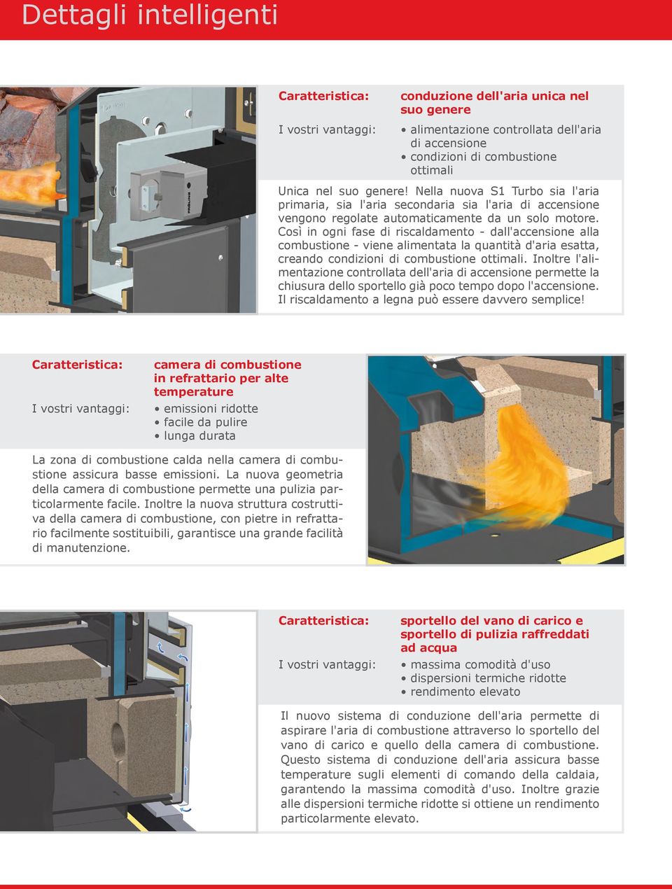 Così in ogni fase di riscaldamento - dall'accensione alla combustione - viene alimentata la quantità d'aria esatta, creando condizioni di combustione ottimali.