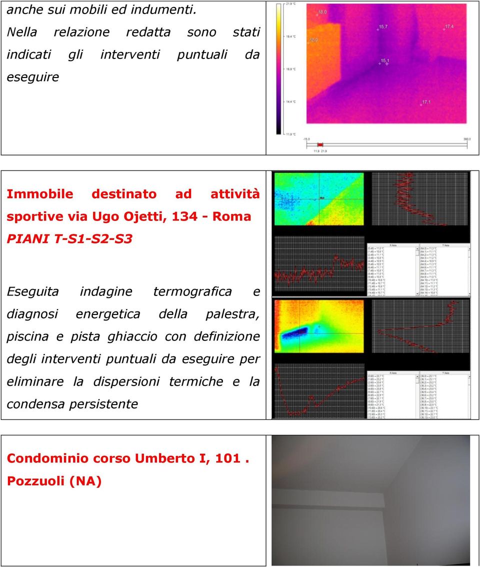 sportive via Ugo Ojetti, 134 - Roma PIANI T-S1-S2-S3 Eseguita indagine termografica e diagnosi energetica della
