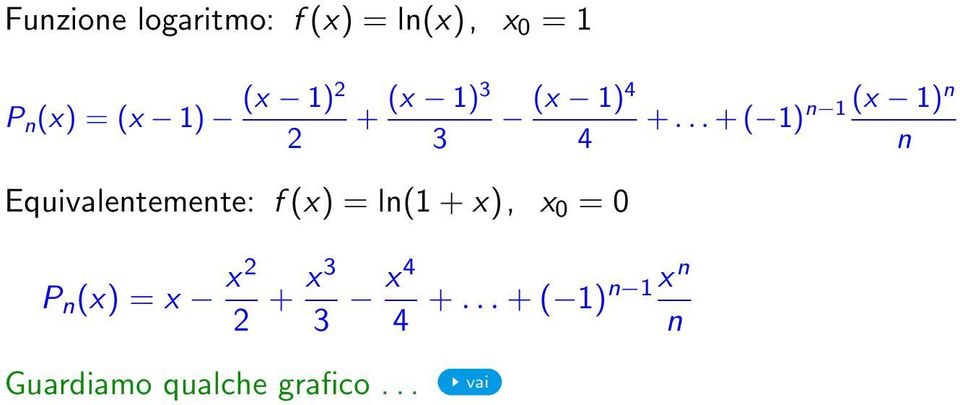 + x), x 0 = 0 P n (x) = x x 2 2 + x 3 3 x 4 4 +.