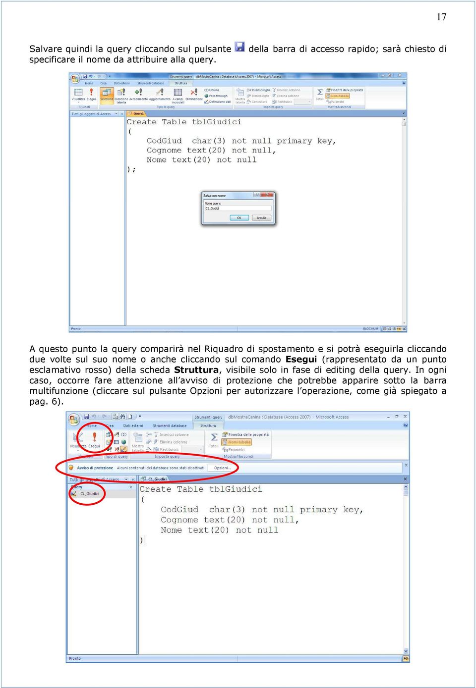 suo nome o anche cliccando sul comando Esegui (rappresentato da un punto esclamativo rosso) della scheda Struttura, visibile solo in fase di editing