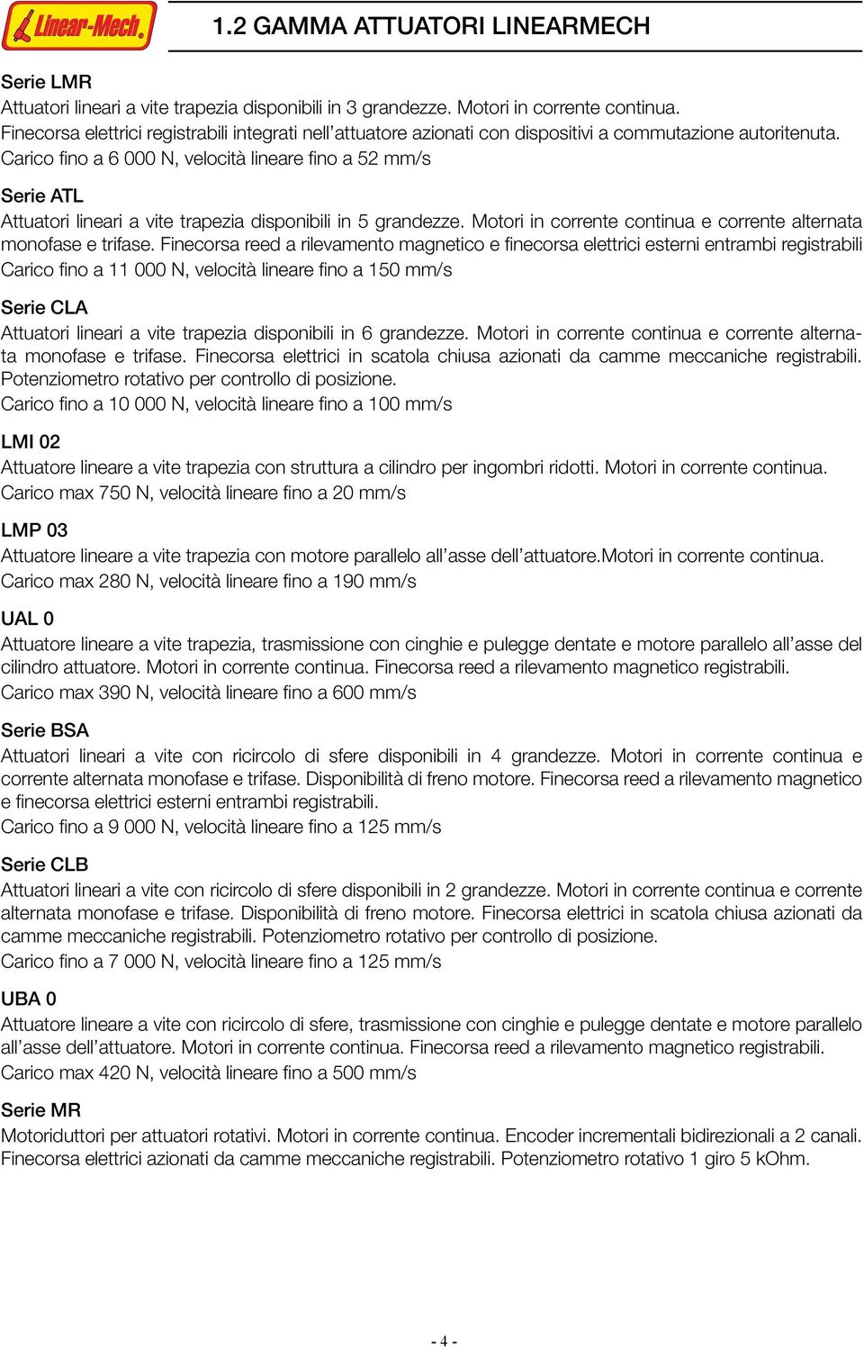 Carico fino a 6 000 N, velocità lineare fino a 52 mm/s Serie AL Attuatori lineari a vite trapezia disponibili in 5 grandezze. Motori in corrente continua e corrente alternata monofase e trifase.