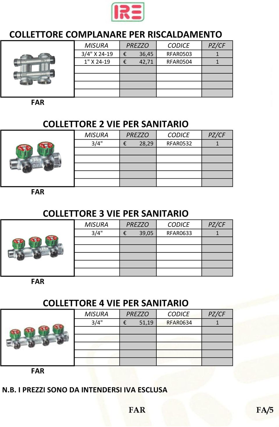 SANITARIO 3/4" 28,29 R0532 1 COLLETTORE 3 VIE PER SANITARIO