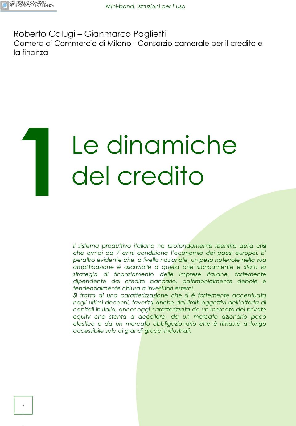 E peraltro evidente che, a livello nazionale, un peso notevole nella sua amplificazione è ascrivibile a quella che storicamente è stata la strategia di finanziamento delle imprese italiane,