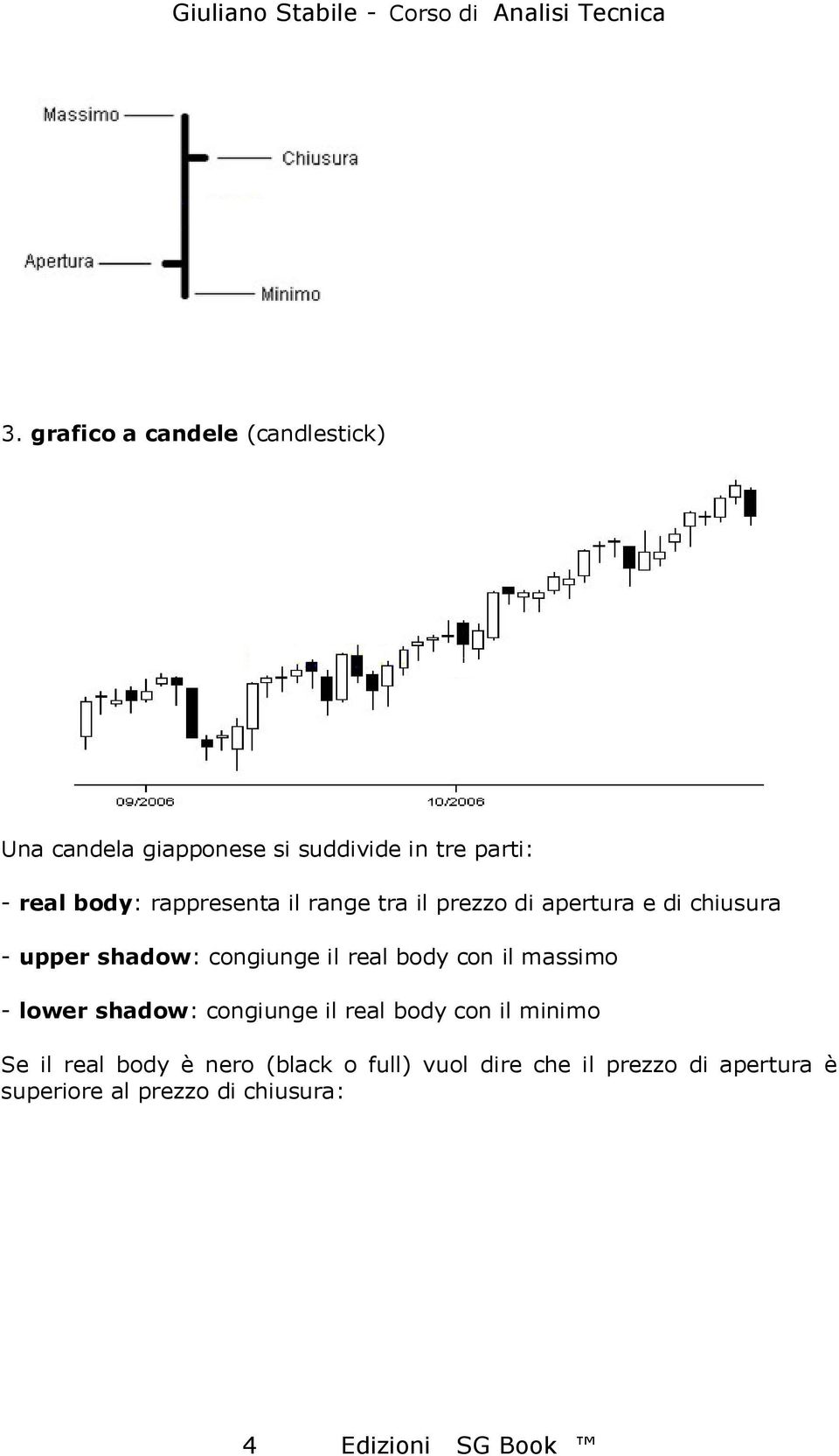 body con il massimo - lower shadow: congiunge il real body con il minimo Se il real body è nero