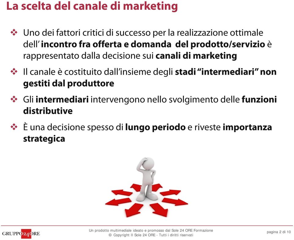 costituito dall insieme degli stadi intermediari non gestiti dal produttore Gli intermediari intervengono nello