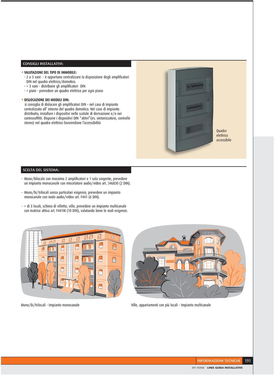 impianto centralizzato all interno del quadro domotico. Nel caso di impianto distribuito, installare i dispositivi nelle scatole di derivazione e/o nei controsoffi tti.