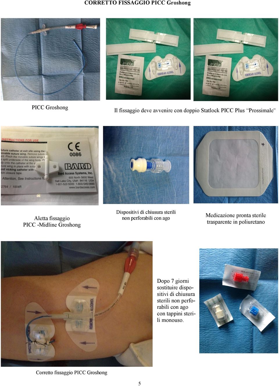 con ago Dopo 7 giorni sostituire dispositivi di chiusura sterili non perforabili con ago con tappini