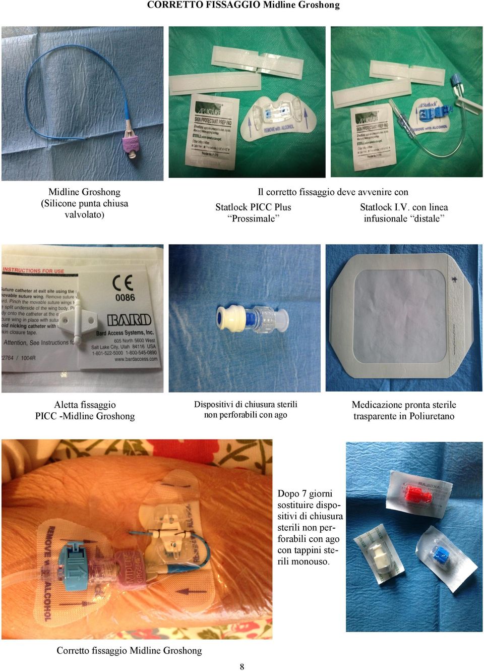 perforabili con ago Dopo 7 giorni sostituire dispositivi di chiusura sterili non perforabili con ago con tappini sterili