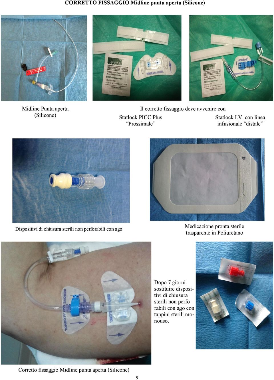 con linea infusionale distale Medicazione pronta sterile trasparente in Poliuretano Dispositivi di chiusura sterili