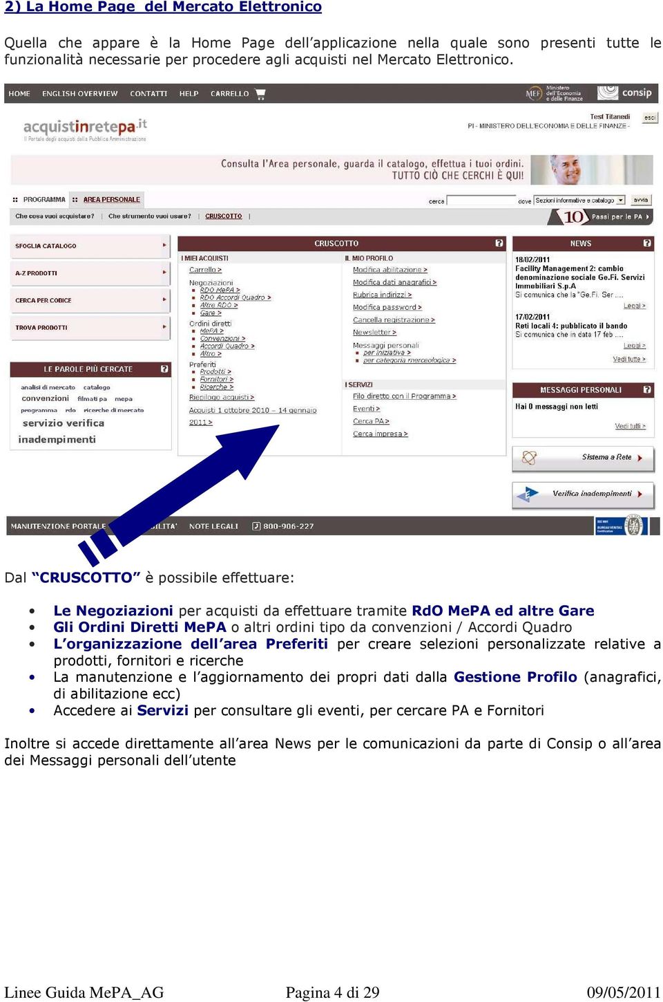 Dal CRUSCOTTO è possibile effettuare: Le Negoziazioni per acquisti da effettuare tramite RdO MePA ed altre Gare Gli Ordini Diretti MePA o altri ordini tipo da convenzioni / Accordi Quadro L