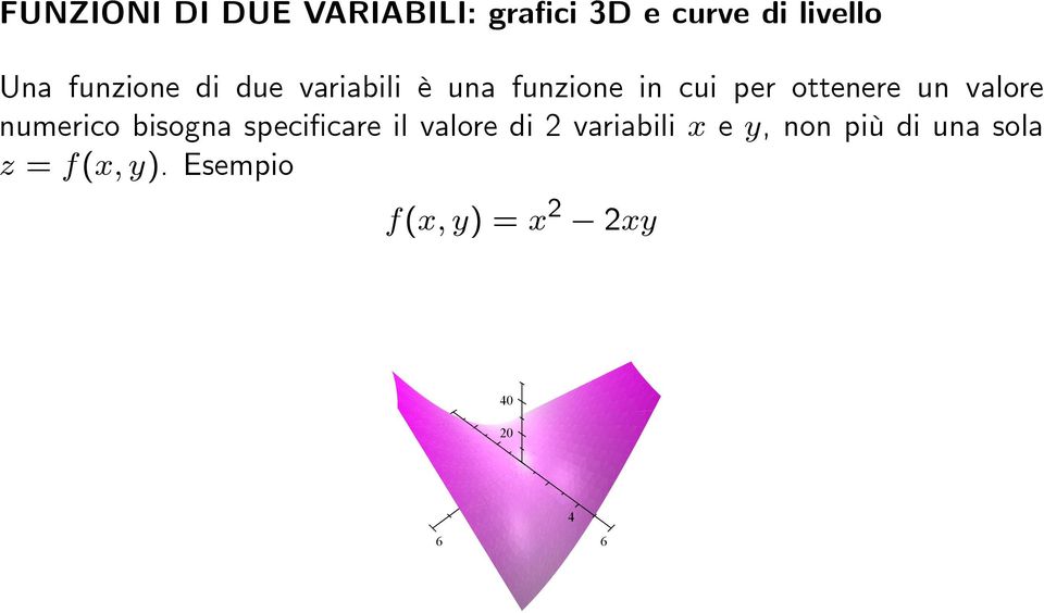 bisogna speciöcare il valore di 2 variabili x e y, non pi di una sola z =