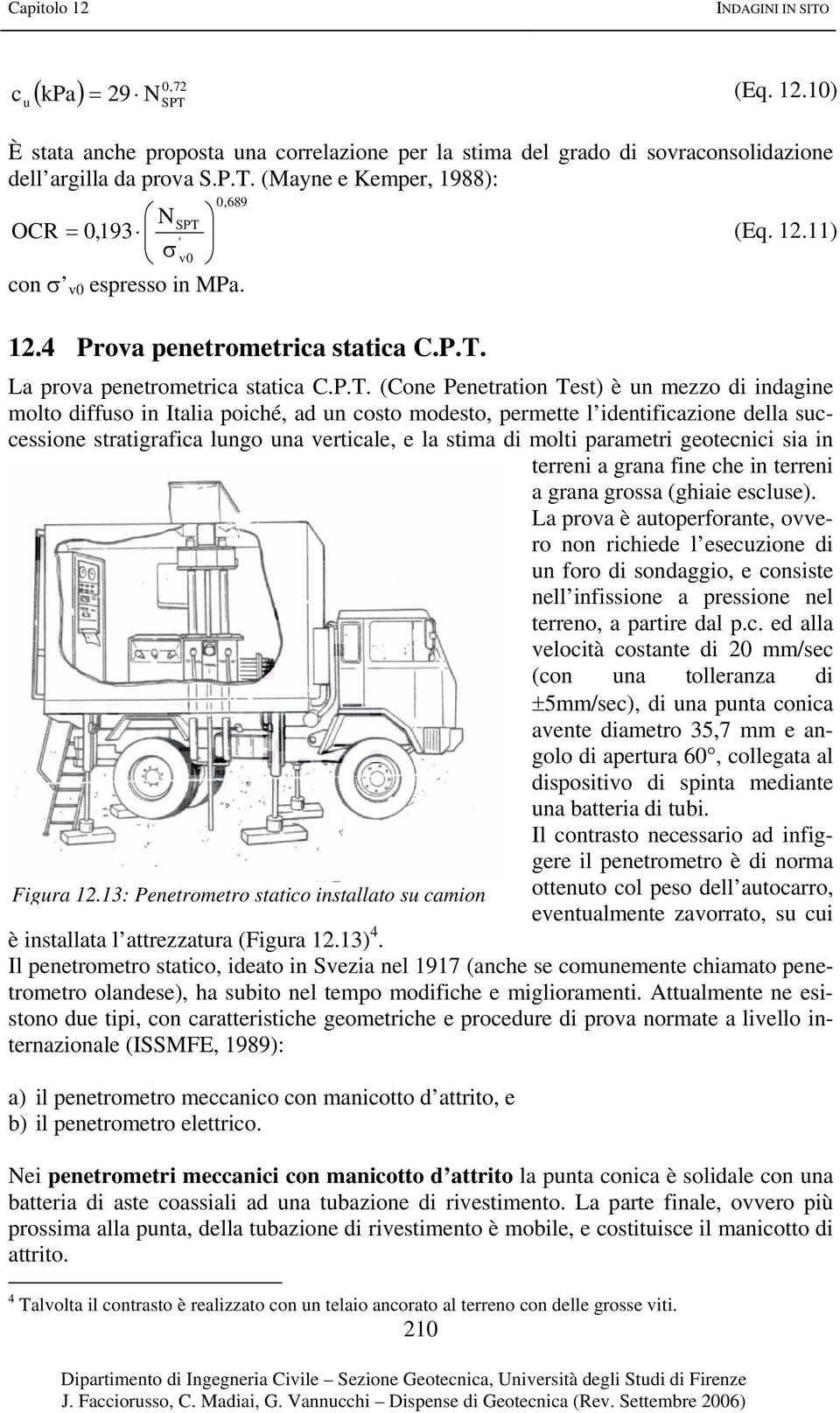 La prova penetrometrica statica C.P.T.