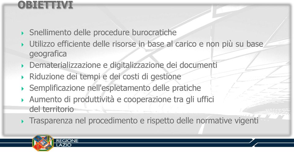 base geografica Dematerializzazione e digitalizzazione dei documenti Riduzione dei tempi e dei costi di