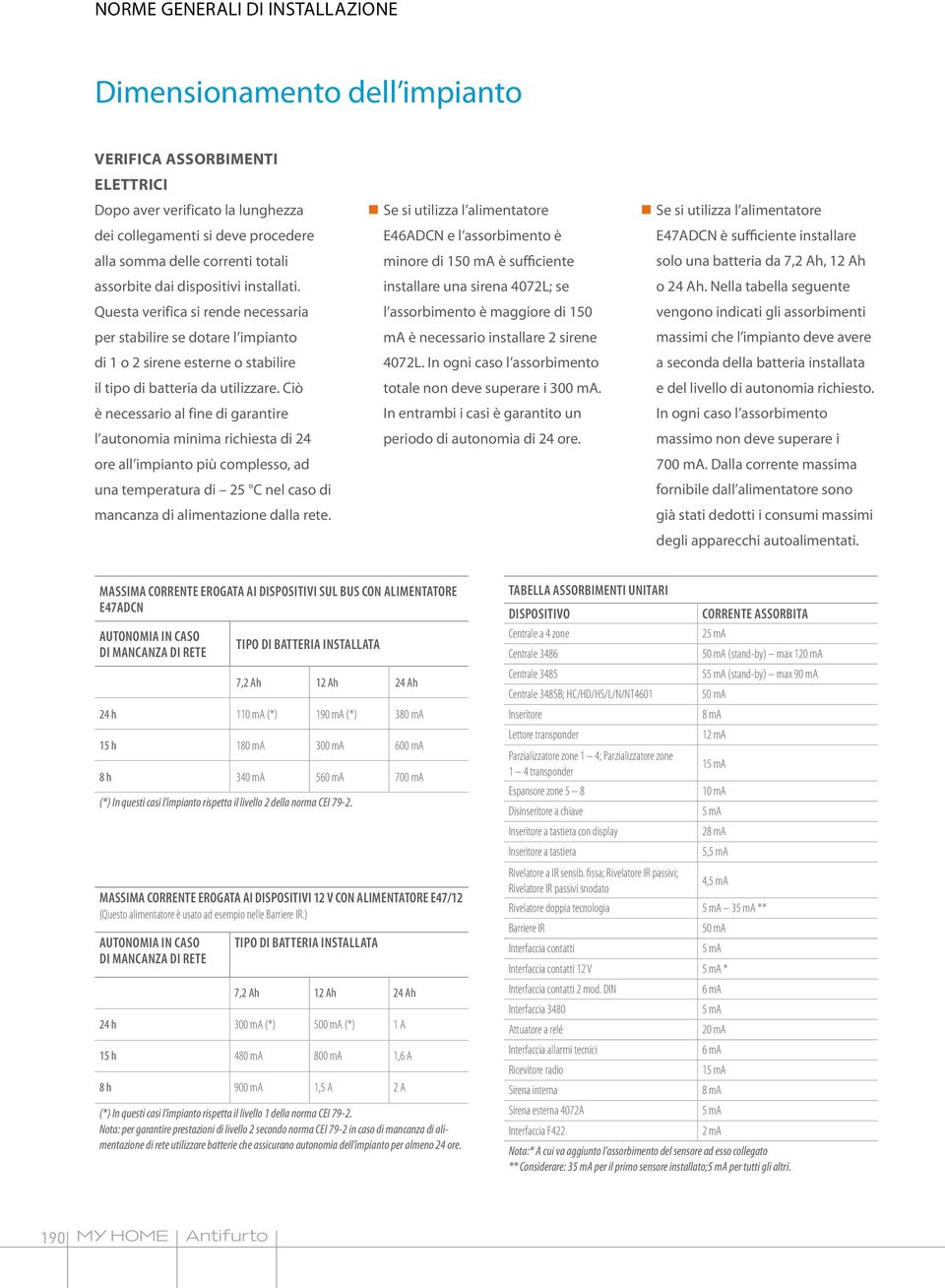 Ciò è necessario al fine di garantire l autonomia minima richiesta di 24 ore all impianto più complesso, ad una temperatura di 25 C nel caso di mancanza di alimentazione dalla rete.