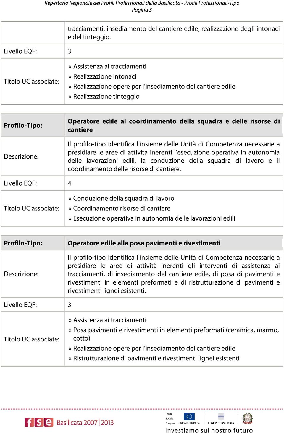 di cantiere presidiare le aree di attività inerenti l'esecuzione operativa in autonomia delle lavorazioni edili, la conduzione della squadra di lavoro e il coordinamento delle risorse di cantiere.