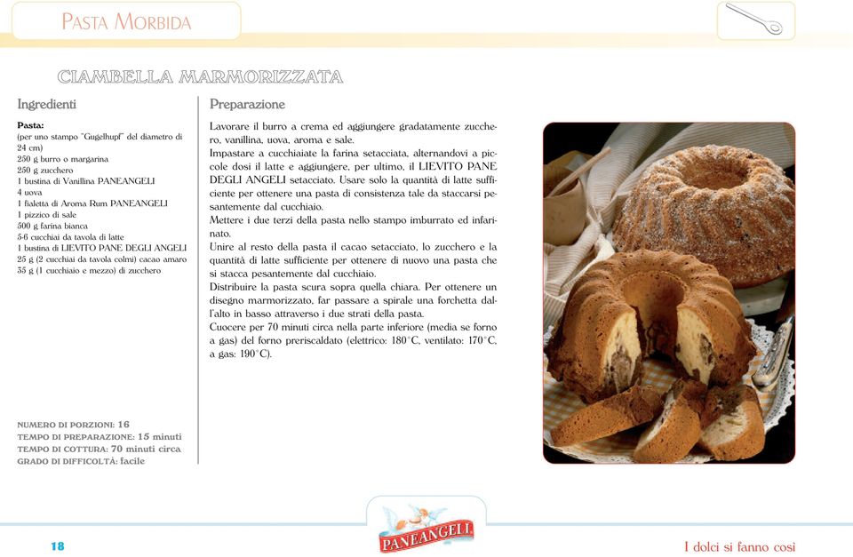 zucchero, vanillina, uova, aroma e sale. Impastare a cucchiaiate la farina setacciata, alternandovi a piccole dosi il latte e aggiungere, per ultimo, il LIEVITO PANE DEGLI ANGELI setacciato.