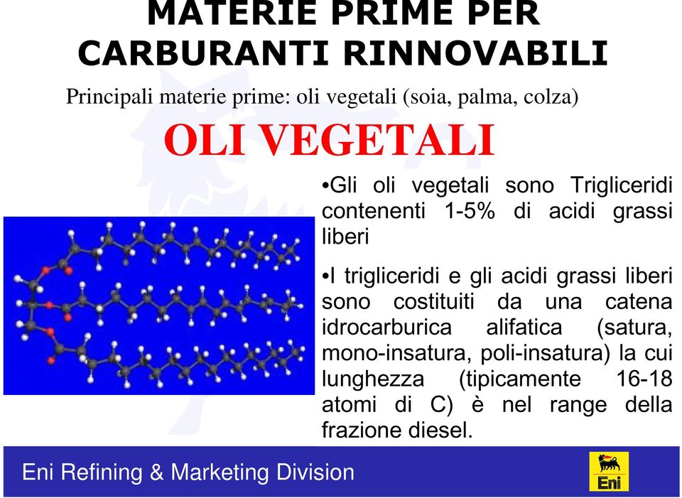 trigliceridi e gli acidi grassi liberi sono costituiti da una catena idrocarburica alifatica