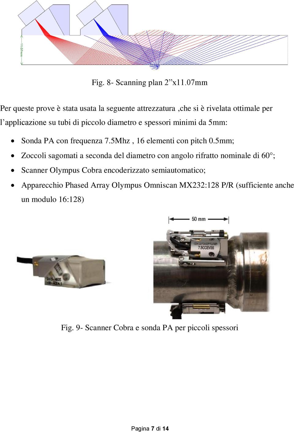 e spessori minimi da 5mm: Sonda PA con frequenza 7.5Mhz, 16 elementi con pitch 0.