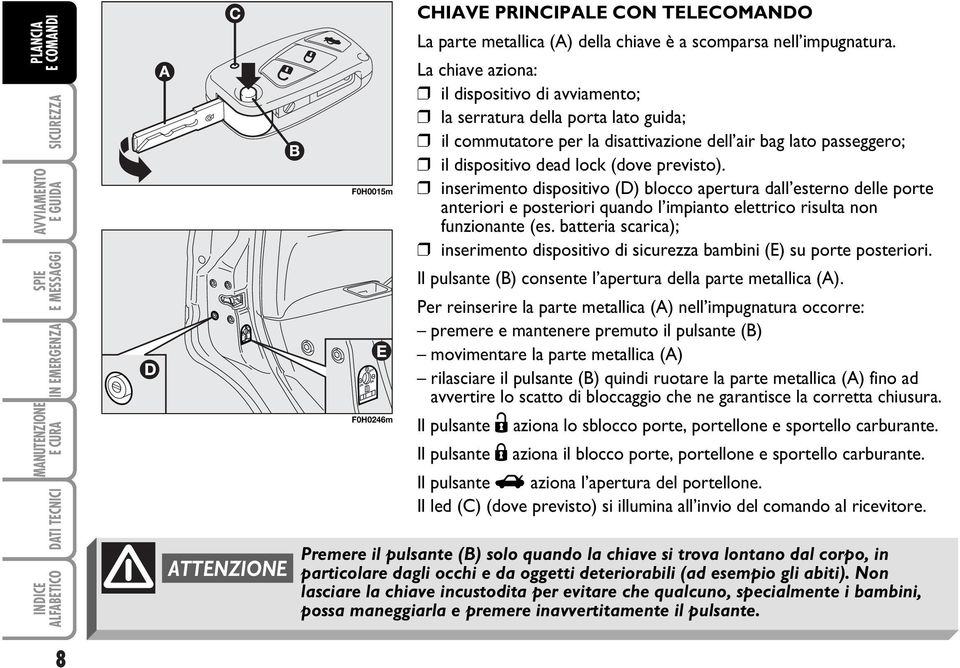 inserimento dispositivo (D) blocco apertura dall esterno delle porte anteriori e posteriori quando l impianto elettrico risulta non funzionante (es.