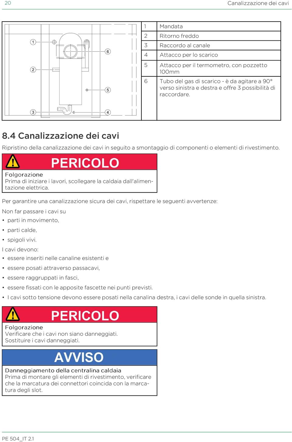 Folgorazione Prima di iniziare i lavori, scollegare la caldaia dall'alimentazione elettrica.