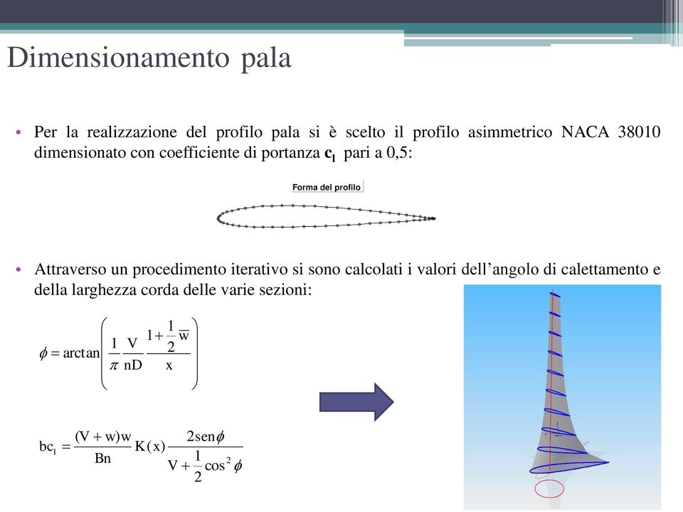 Attraverso un procedimento iterativo si sono calcolati i valori dell angolo di