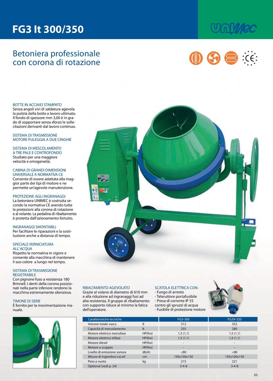 SISTEMA DI TRASMISSIONE MOTORE PULEGGIA A DUE CINGHIE SISTEMA DI MESCOLAMENTO A TRE PALE E CONTROFONDO Studiato per una maggiore velocità e omogeneità.