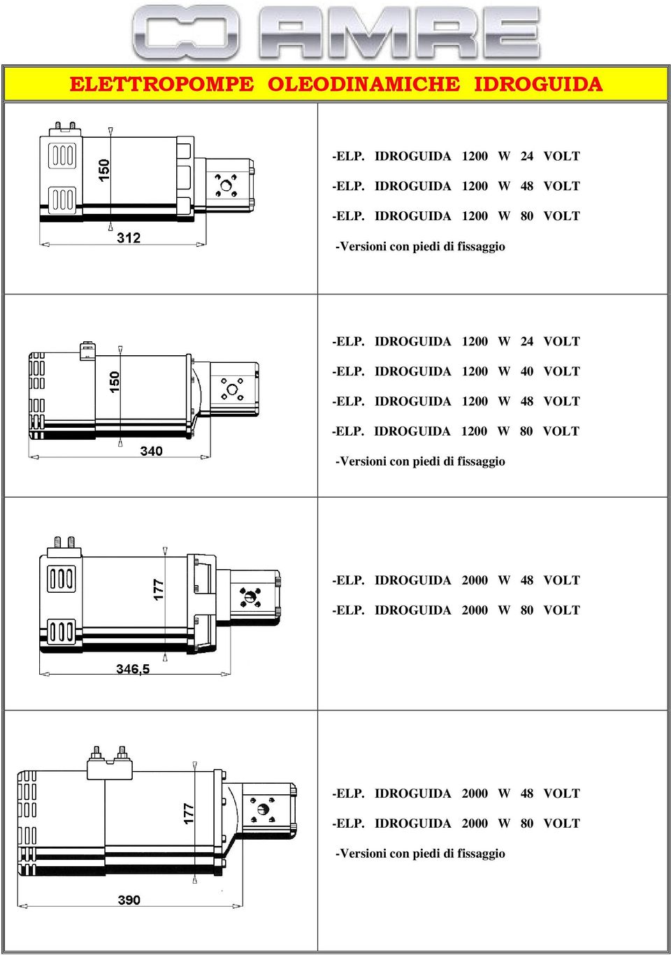 IDROGUIDA 1200 W 40 VOLT -ELP. IDROGUIDA 1200 W -ELP. IDROGUIDA 1200 W -ELP. IDROGUIDA 2000 W -ELP.