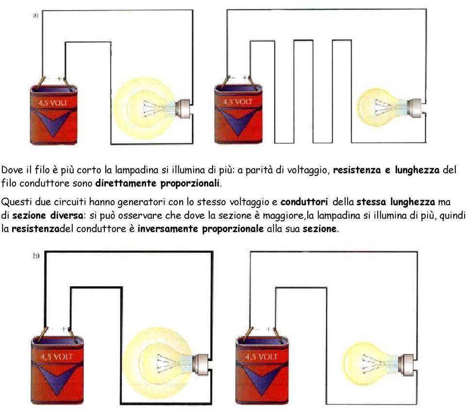 Questi due circuiti hanno generatori con lo stesso voltaggio e conduttori della stessa lunghezza ma di