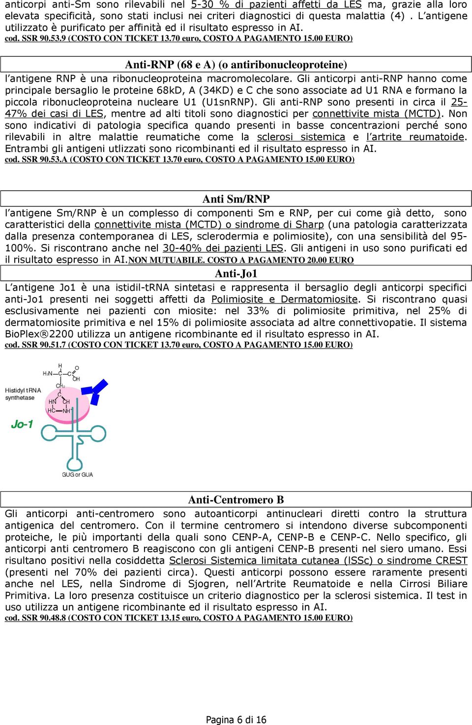 00 EURO) Anti-RNP (68 e A) (o antiribonucleoproteine) l antigene RNP è una ribonucleoproteina macromolecolare.