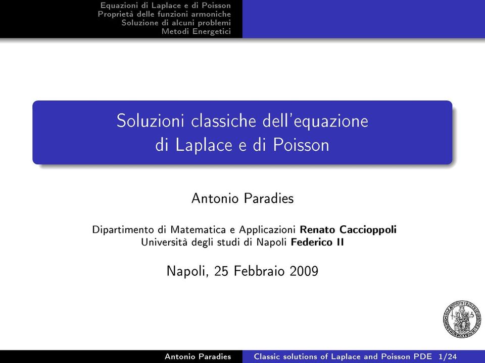 Caccioppoli Università degli studi di Napoli Federico II Napoli, 25